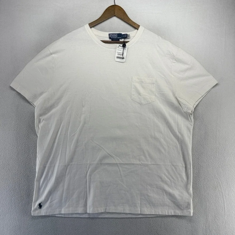 Ralph Lauren Shirt men's XL White Pocket Blank Embroidered Pony Solid Logo NEW
